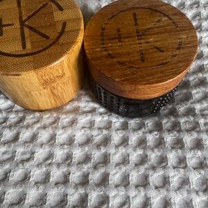 Cult & King empty Wooden and Black Glass Containers